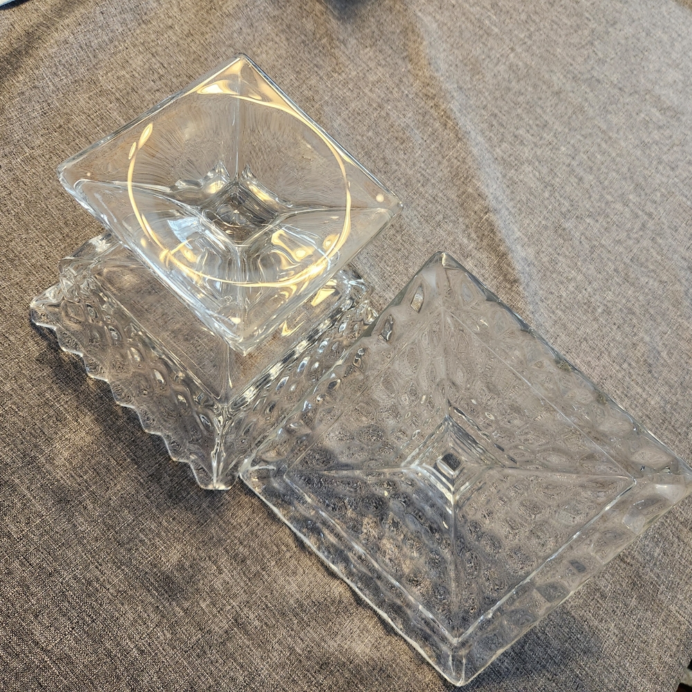VTG Fostoria American Clear Wedding Bowl With Lid /Candy Dish/Compote HEAVY! - Picture 11 of 16